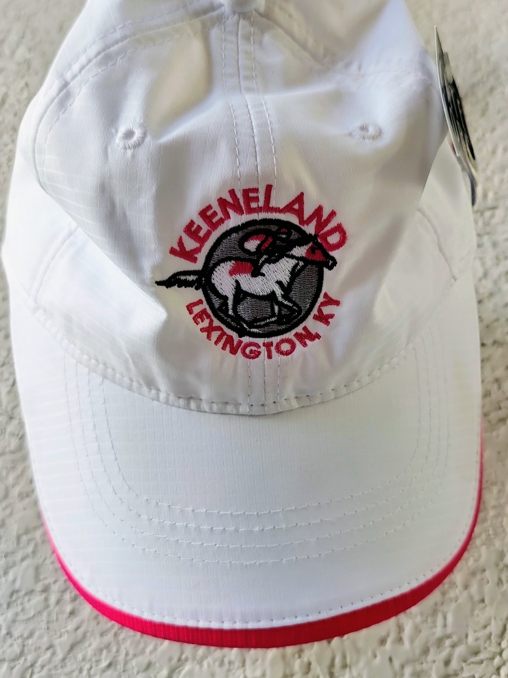Keeneland Lexington KY White & Pink Ladies' Cut Baseball Cap, Kate Lord